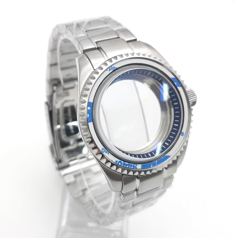42mm Ersatz Taucher Uhren Modifiering Gehäuse + Armband Kit Passend für NH35 4R36 Werk 3.8 Krone Kapitelring, Uhren Modifizierung Lünetten Einlage für Seiko SKX007
