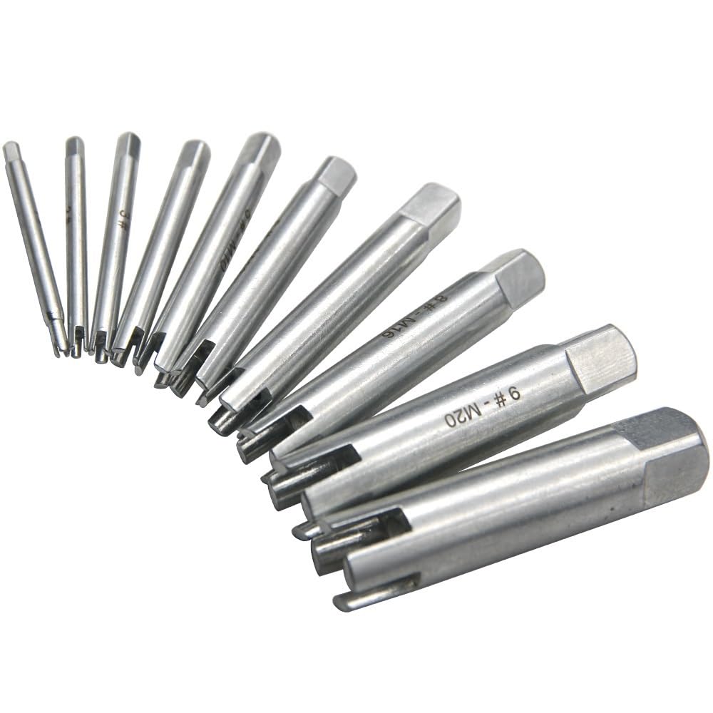 10Pcs Broken Head Tap Extractor Set - M4-M22 Hand Thread Extractor for Broken Thread Tapping and Counter Thread Repair