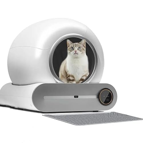 WAJA ネコトイレ 大型 自動 本体 猫 猫用 清掃 重量センサー 安全 多頭飼い 大容量 留守番 脱臭 猫砂 掃除 飛び散り防止 スマホ管理 遠隔操作 ペット 簡単清掃 家電 静音 おしゃれ (ホワイト)