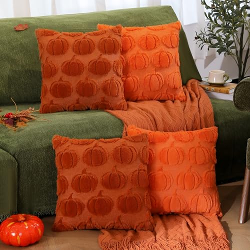 30% Off Fall Throw Pillow Covers Set of 4 - Pumpkin Decor