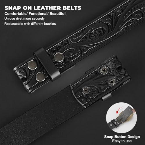 Image of BELTROAD Western Leather Belt Strap for Men Women Cowboy Cowgirl Leather Mens Belts for Jeans Birthday Christmas Belt Gifts