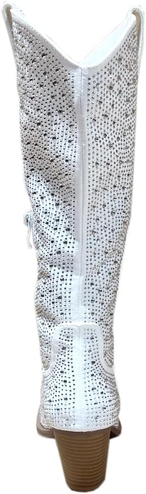 ABSOLEX Women Western Cowgirl Cowboy Pointed Toe Rhinestone Knee High Boots - 第 24/64 張圖片