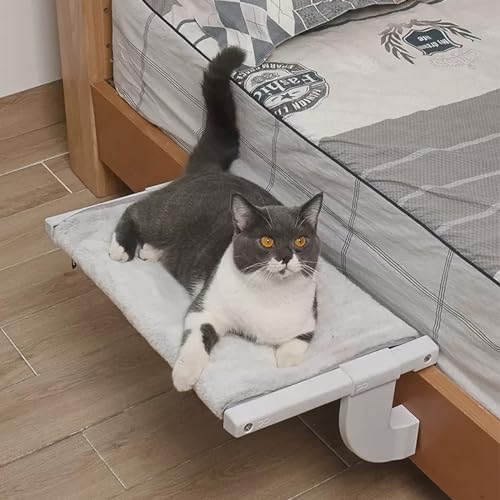 Cat Sill Window Perch Sturdy Cat Hammock Window Seat with Wood & Metal Frame for Large Cats,Easy to Adjust Cat Bed for Windowsill,Bedside, Drawer and Cabinet