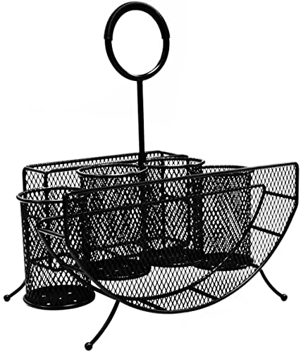 Picnic Plate Napkin Flatware Storage Caddy Organizer Holder, Black #TOP3