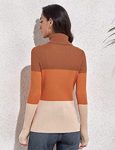 Image of Rocorose Women's Ribbed Turtleneck Sweater Long Sleeve Knitted Solid Pullover
