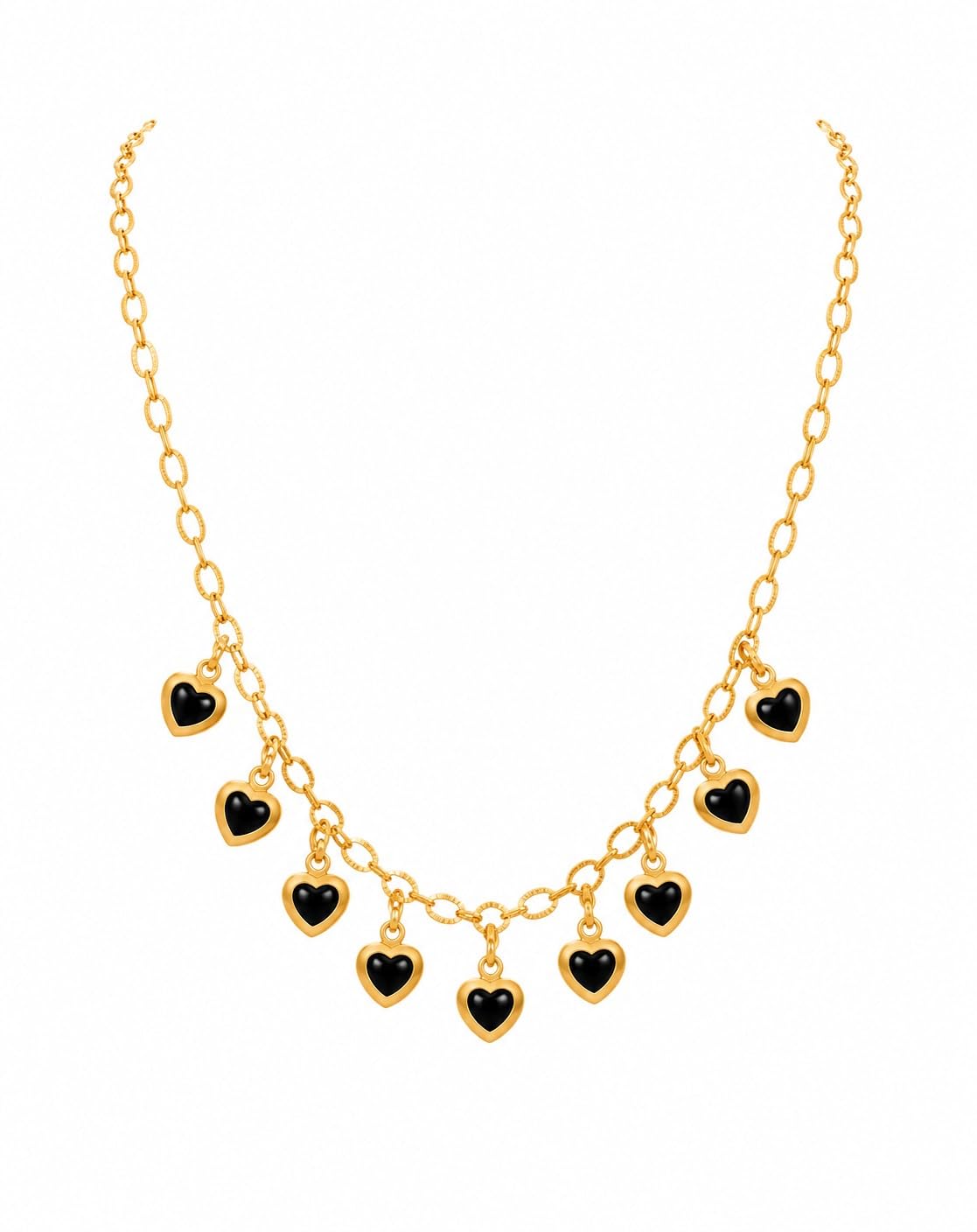 Heart Heavy Charm Chain Necklace for Women | Gold Colour chain Artificial Fashion Jewellery | Trendy Statement Pendant Chain for Girls, Party, Daily & Gift-picture-23
