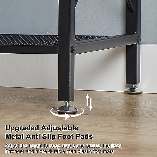 Image of VECELO Industrial TV Stand for 70 Inch Television Cabinet 3-Tier Console with Open Storage Shelves, Entertainment Center Metal Frame for Living Room, Bedroom, 63 Inch, Grey