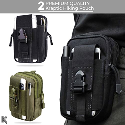 Image of Kraptick Multi-Purpose Water Resistant Waist Bag with Dual Compartment, Waist Bag Mobile Phone Holder, Waist Pack for Men, Women Camping Hiking Pouch (Army Green & Black Grey) (Combo of 2)