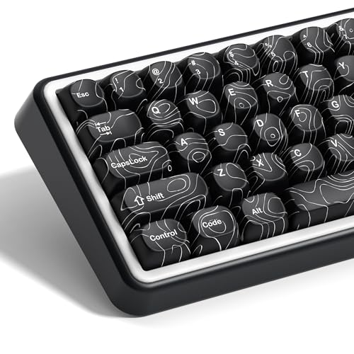 Image of dagaladoo Black Keyboard keycaps,PBT keycaps Topographic
