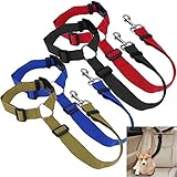 【Diseño】- El cinturón de seguridad para perros adopta un reposacabezas y un diseño de hebilla de liberación rápida con cerradura, que es conveniente para diferentes automóviles, camiones y camiones. Se puede conectar con arnés y collar para perros.