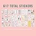 Happy Planner Sticker Pack for Calendars, Journals, and Diary Planners, Multicoloured Scrapbook Accessories, Fresh Bouquet Theme, Classic Size, 30 Sheets, 617 Total Stickers