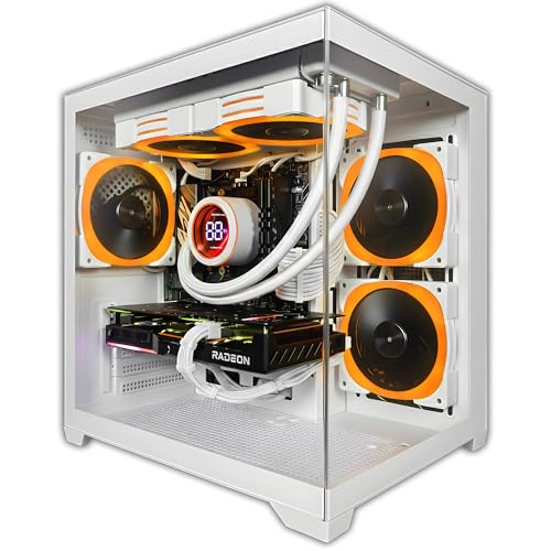 Image of SAAV Prebuilt Gaming PC Desktop Computer Tower Intel Core i5-12400F GeForce RTX 5060 8GB GDDR7 16GB DDR4 512GB NVMe SSD WiFi 6 Bluetooth Windows 11 White Liquid Cooler RGB PC Gaming
