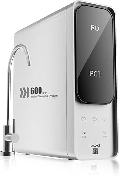 Ukoke 8-Stages Reverse Osmosis Water Filter System - 600 GPD, Tankless Design, Under Sink Installation, 21 Pure to Drain Ratio, PFAS and TDS Reduction, Premium Quality Municipal Tap Water Compatible