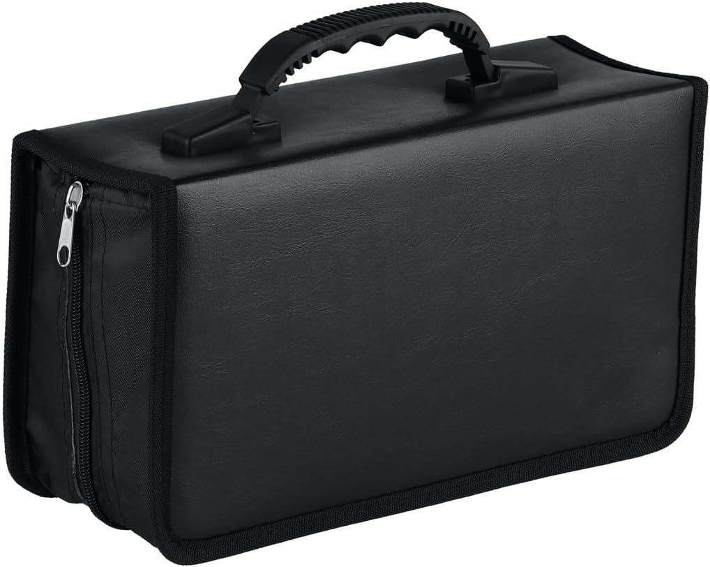 Large Capacity Pu Leather Cd Binder Bag Holds 128 Discs, Portable Dvd Carrier For Home, Office, And Travel