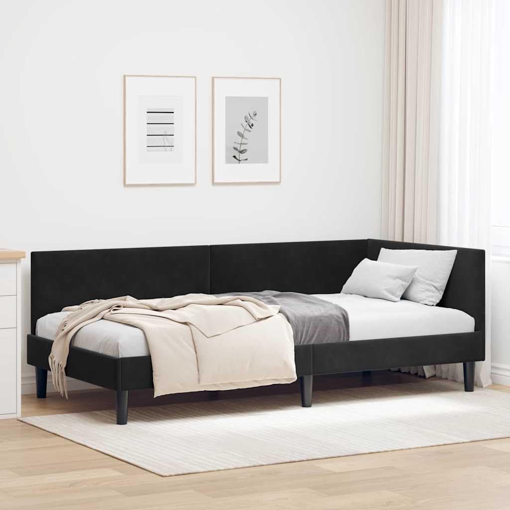 Festnight Canapé-lit 2 Places Lit Banquette Cadre de Lits 90x200 avec Sommier à Lattes Sofa-lit pour Salon, Bureau, Appartement-Noir-90 x 200 cm