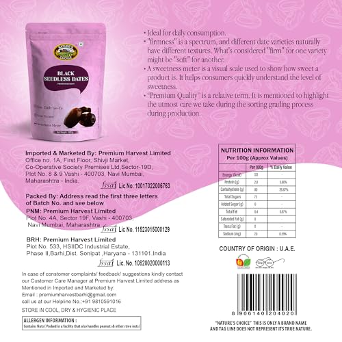 Image of Nature's Choice Black Seedless Dates (500g) | Premium Dates | Soft Seedless Khajur with Chewy Texture | Naturally Sweet | Healthy Snack | Fresh Quality for Fasting | Packed With Nutrients | Khajor