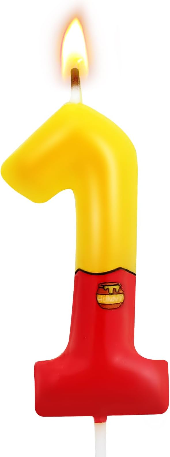 Yellow Cartoon Bear Birthday Cake Candles - Party Decorations for Baby Showers and Cupcake Toppers (Number 1)