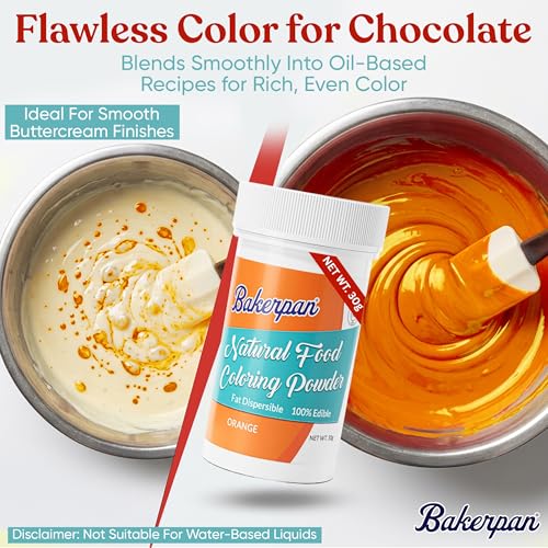 Image of Bakerpan Orange Food Coloring Powder for Baking - 30g Oil Based, Artificial Dye-Free, Plant-Based, Kosher, Gluten-Free - For Buttercream, Chocolate, Candy & Cakes