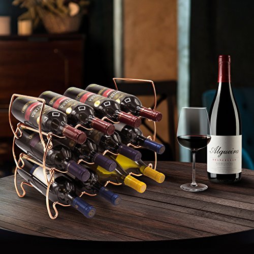 Sorbus Countertop Wine Racks, Metal Bottle Rack (12 Bottle, 3 Tier, Copper) - image 9