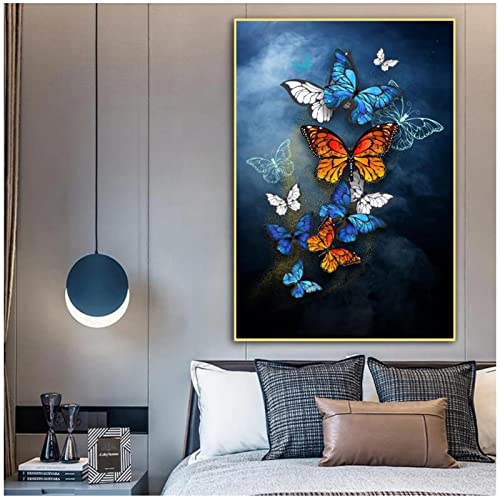 Amazon.co.jp: ウォールアート 抽象絵画インテリア美しい蝶の群れ