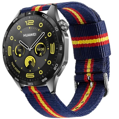 ESTUYOYA Correa Compatible con Huawei Watch GT4 46mm/GT3 Pro 46/ GT2 Pro/GT2 46mm/GT Runner/Watch 4/Watch 3, Pulsera 22mm de nylon colores Bandera de España - Azul Otan