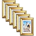 TWING Gold Picture Frame 6 Packs 4x6 Wood Displays 3.5x5 Photo Frame with Mat or 4x6 Inch Without Matted Shatter-Resistant Glass Table Top Display and Wall Mounting Photo Frame