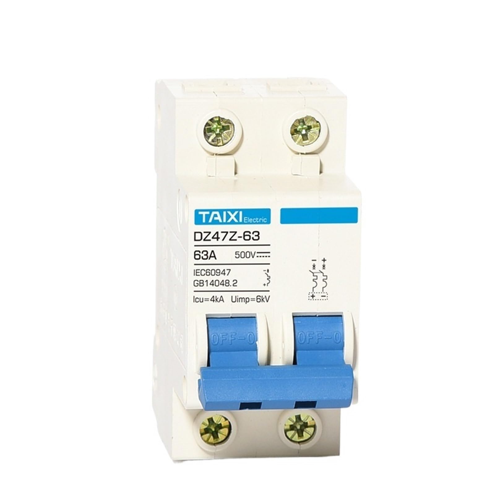 Disjoncteur miniature 2P 63A pour système photovoltaïque solaire domestique