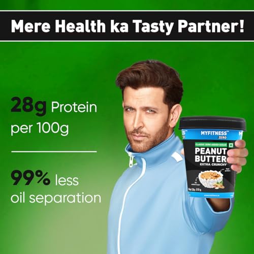 Image of MYFITNESS Zero Peanut Butter Classic Zero Sugar Extra Crunchy 510g | 28g Protein & 10g Fiber | Tasty & Healthy Nut Butter Spread | Cholesterol Free| Zero Trans Fat | Crunchy Peanut Butter (Pack of 2)