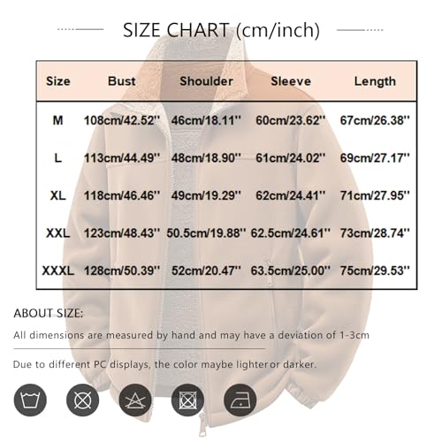 Men's Winter Coats Thicken Fleece Lined Zip Up Big and Tall Vintage Sherpa Hunting Long Sleeve Plush Warm Outerwear3