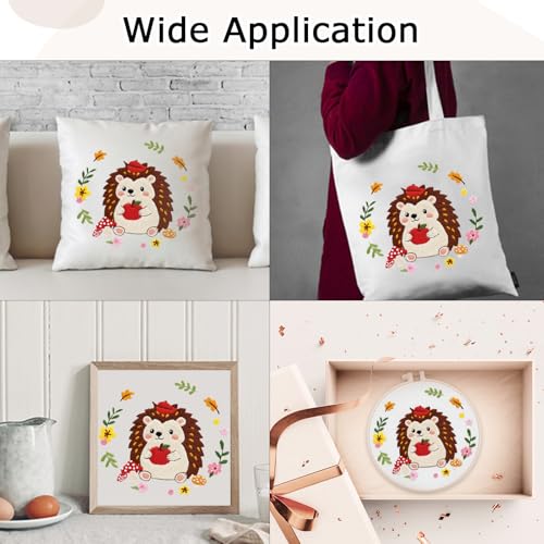 Image of Louise Maelys Hedgehog Embroidery Kit, Cross Stitch Kit for Beginner | Animal Embroidery Starter Kit With Stamped Fabric, Hoop, Threads, Needles And Instructions For Adults,Easy Needlepoint,Gifts