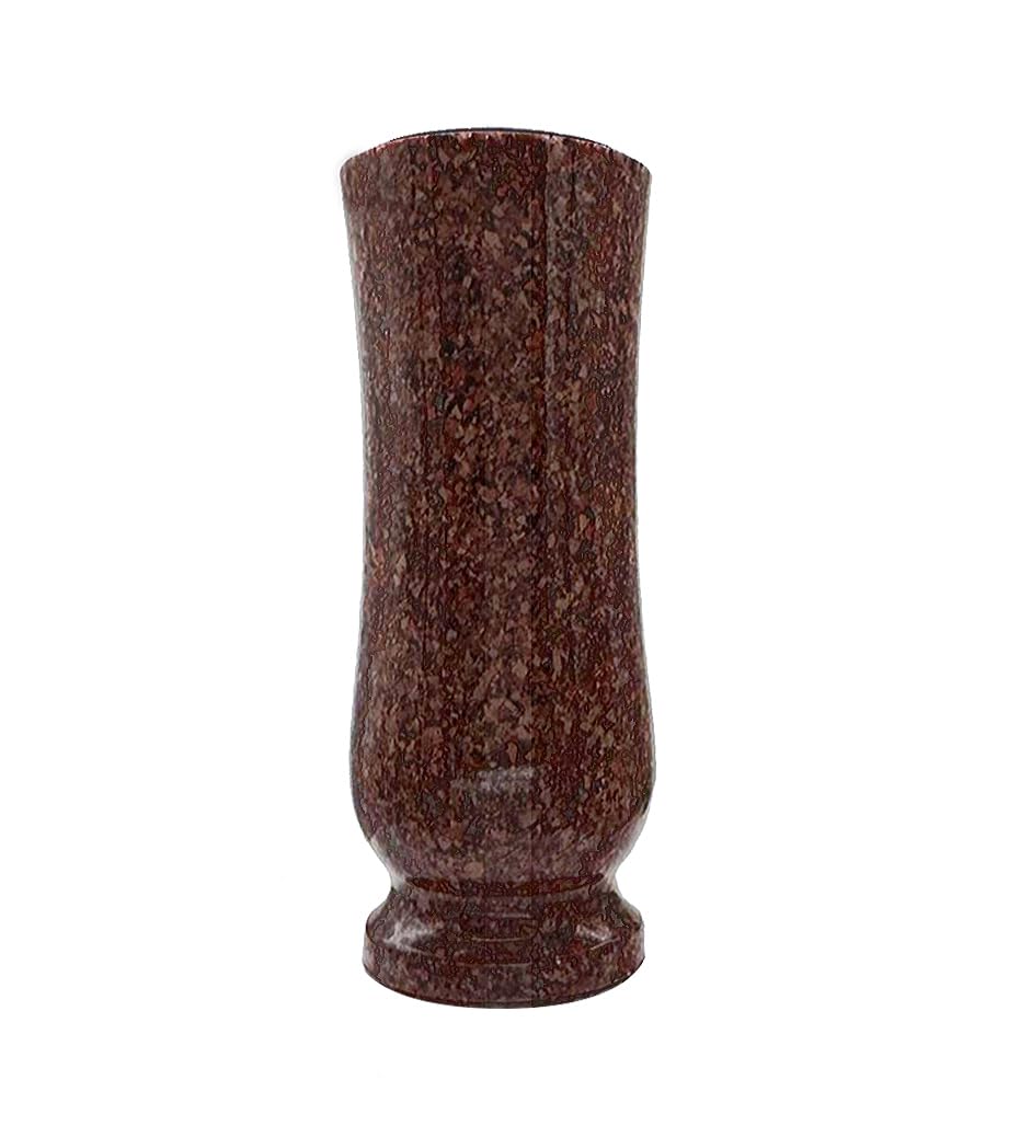 Grabvase Kunstharz Granitnachbildung Vanga Rot 20 cm Höhe Ø10 cm – stilvolle wetterfeste frostsichere Friedhofsvase mit Kunststoffeinsatz – eleganter Grabschmuck für den Friedhof (Vanga)