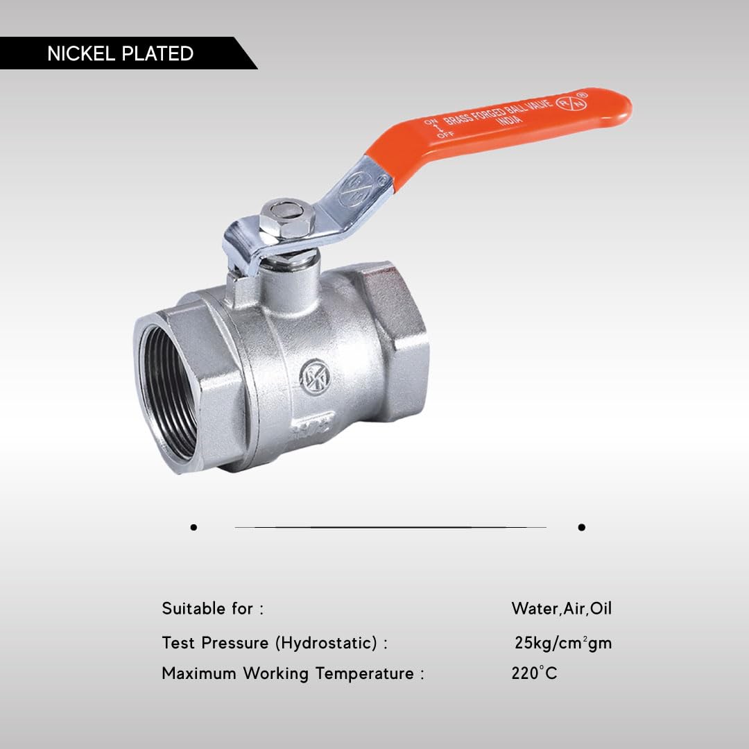 RN Forged Brass Ball Valve, Nickel Plated