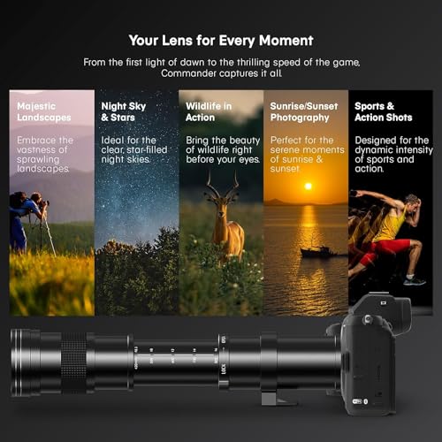 Image of COMMANDER OPTICS 420-800Mm F /8.3 Manual Telephoto Zoom Lens For Sony Alpha, A7 Series, A6700, A5100, A3000, ZV-E10 And Other Sony E-Mount Cameras,Black