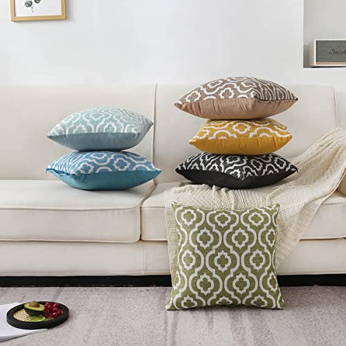 Trellis Jacquard Pillow Covers Set of 2 - Green Home Decor - Image 6