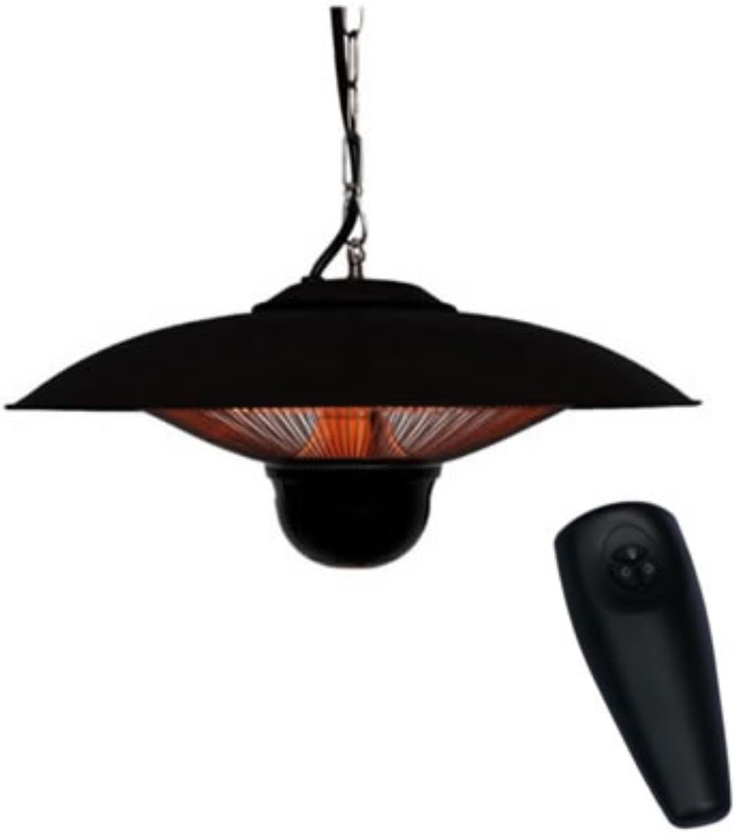 Indoor/Outdoor Ceiling Electric Patio Heater with LED Light and Remote Control, Black