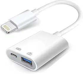 Adaptador de câmera Lightning para USB da Apple com porta de carregamento, cabo OTG USB 3.0 para iPhone/iPad para conectar leitor de cartão, pen drive USB, disco U, teclado, mouse, hubs, MIDI, Plug &