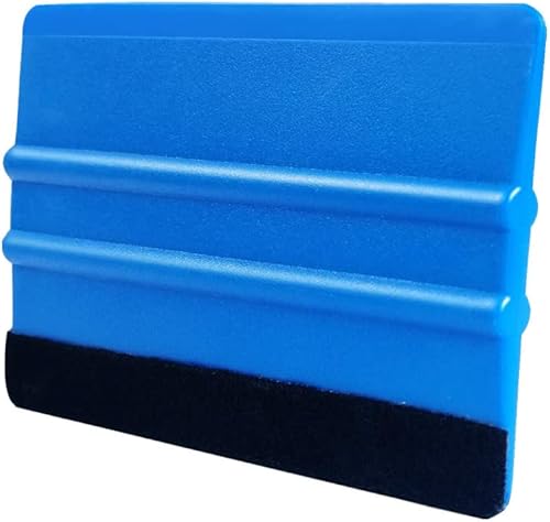 Rascador de vinilo de plástico azul de 4 pulgadas con borde de fieltro negro, herramienta aplicadora de calcomanĂas para tinte de ventana, papel Rascador de vinilo de plástico azul de 4 pulgadas con borde de fieltro negro, herramienta aplicadora de calcomanĂas para tinte de ventana, papel