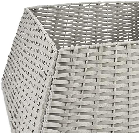 SA Products Christmas Tree Skirt - Square Plastic Rattan Collar, Tree Stand Cover - Wicker Xmas Storage Tidy, Holiday Decorations & Accessories - Foldable & Easy to Store - 48x48x25cm - Grey