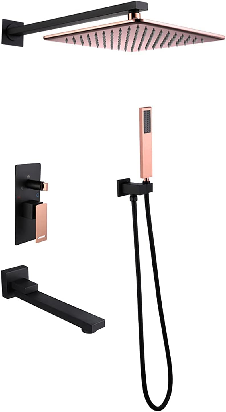 Robinet de douche mural complet haut de gamme finition noir mat