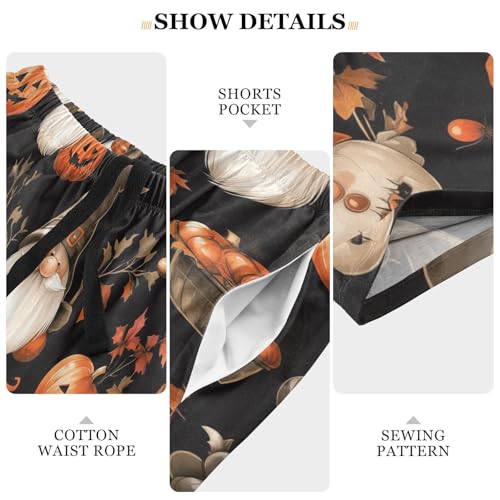 Gnome Evil Pumpkin Pajama Bottom Shorts for Men Soft Casual Sleep Lounge Shorts with Pockets S-XXL4