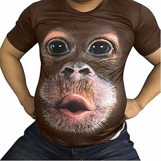 URPIZY Camiseta de manga corta estampada 3D para hombre - Motivo de cara de mono - Gorila, L | Ya disponible en tu tienda friki favorita! En mundofriki.es!