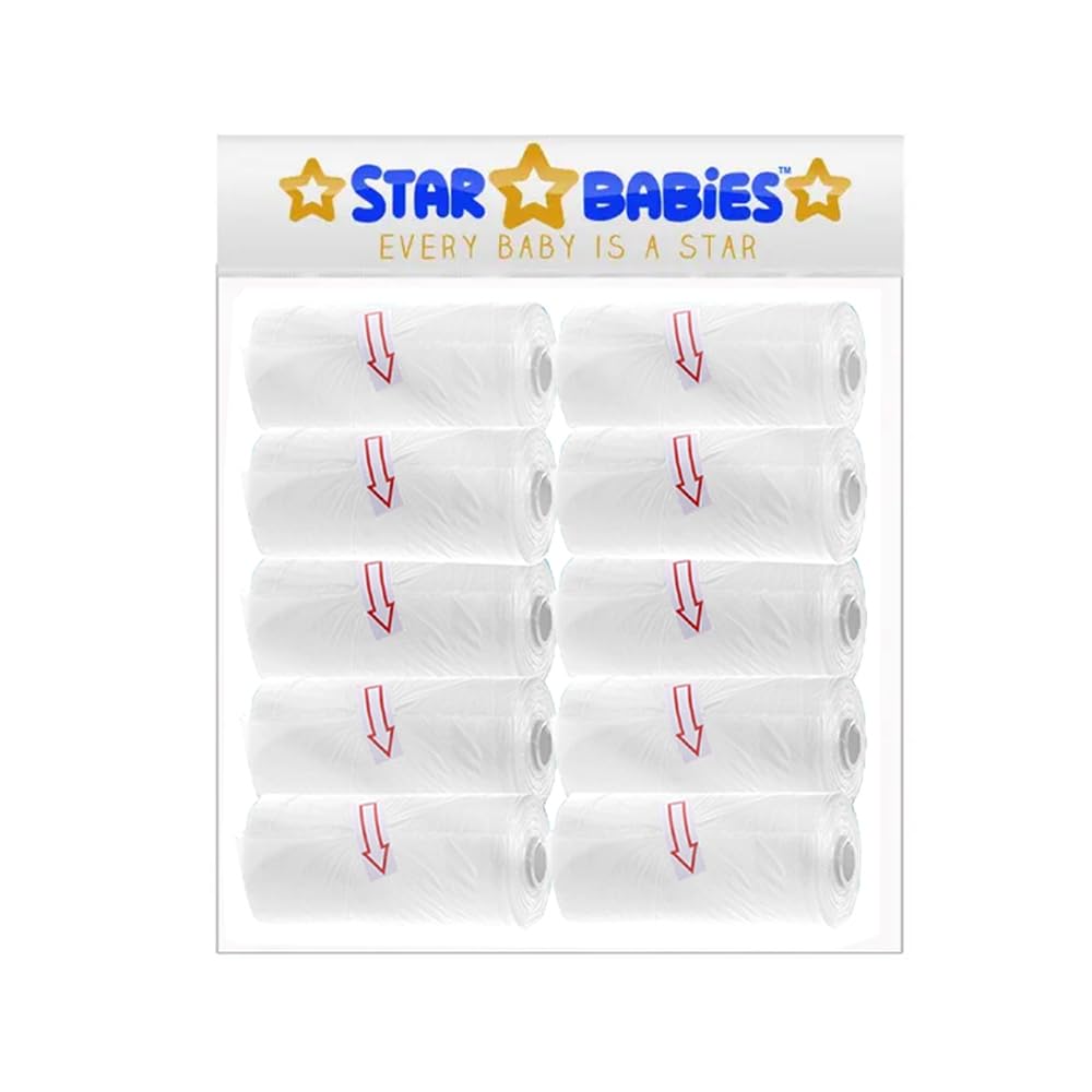 Star Babies Scented Nappy Bag White Pack of 10 (150 Bags)22x32cm