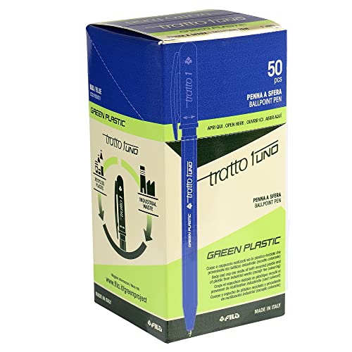 Tratto 93504 Caja 50 Pluma Azul Tracto 1 Verde Punta Media, 1.0 Mm