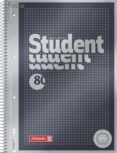 Cahier A4 BRUNNEN quadrillé 80 feuilles anthracite pour cours et bureau