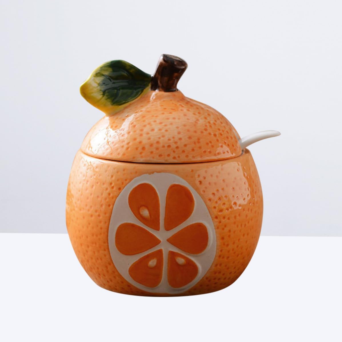 TOYANDONA Ceramic Spice Jar Fruit Shaped with Lid and Spoon for Salt