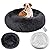 Calming Dog Bed with Removable Cover - Washable Donut Anti Anxiety Dog Beds - Soft Round Cuddler Cat Bed - Fluffy Plush Comfy Warm Puppy Pet Bed with Zip for Small Medium Dogs, 70cm Dark Grey
