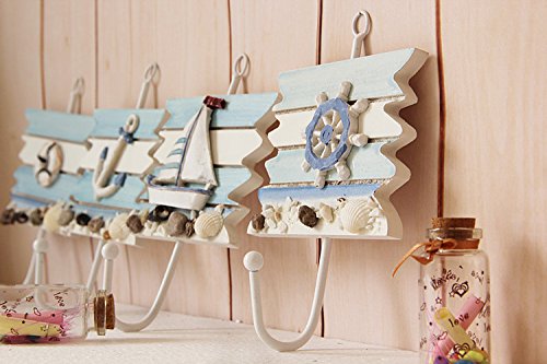 Olizee® Beach Themed Wall Hooks Towel Hat Coat Hangers Rustic Wall Decorations (Set Of 4 Hanger) #TOP1