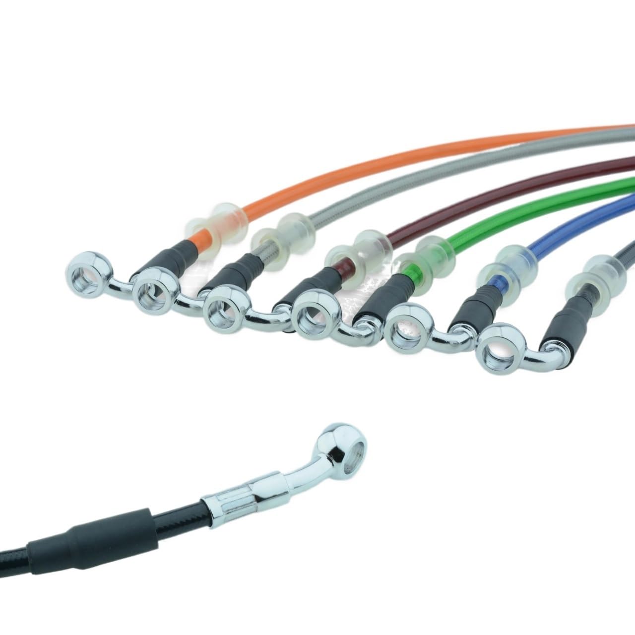 Flexible De Frein Tressé AN3 1/8 Moto - Tube Hydraulique 1200mm Noir Avec Banjo 28-90° M10