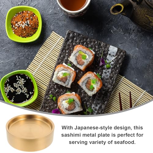 Plato japonés Sashimi acero inoxidable 22 cm color dorado miniatura 3