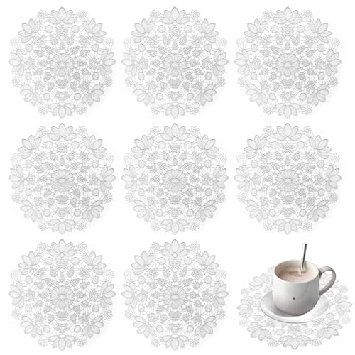 10 pcs White Vintage Doilies Crochet Round Lace...
